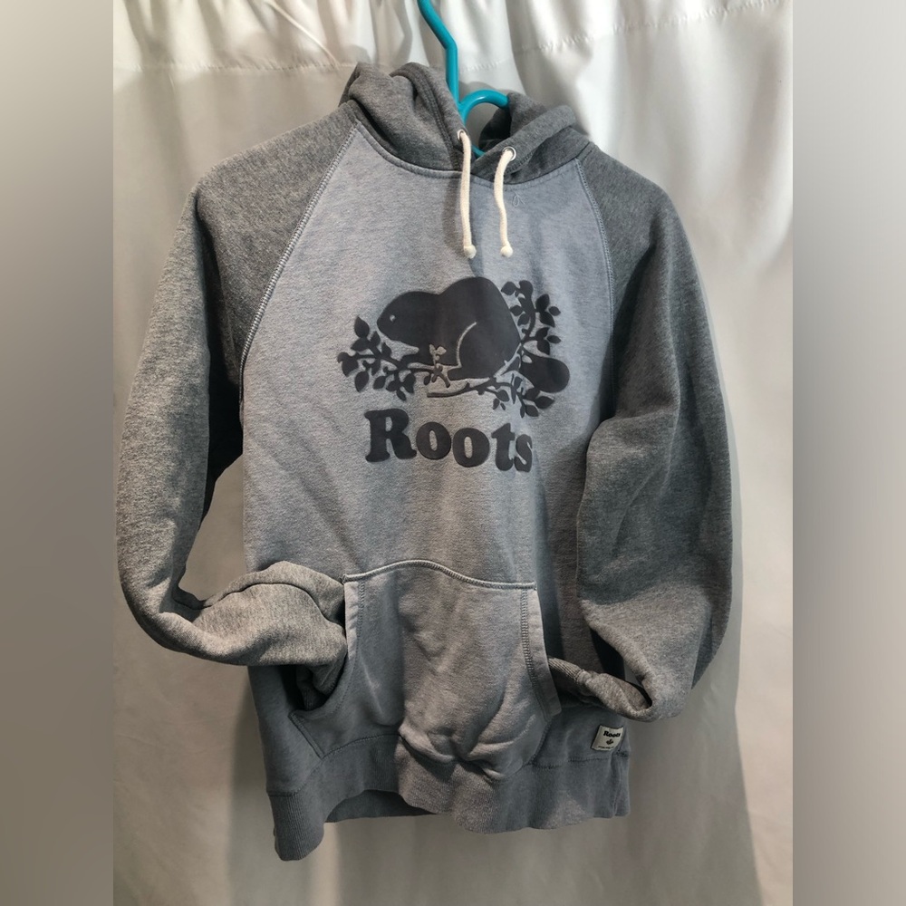 Roots Charcoal Hoodie with Beaver Emblem